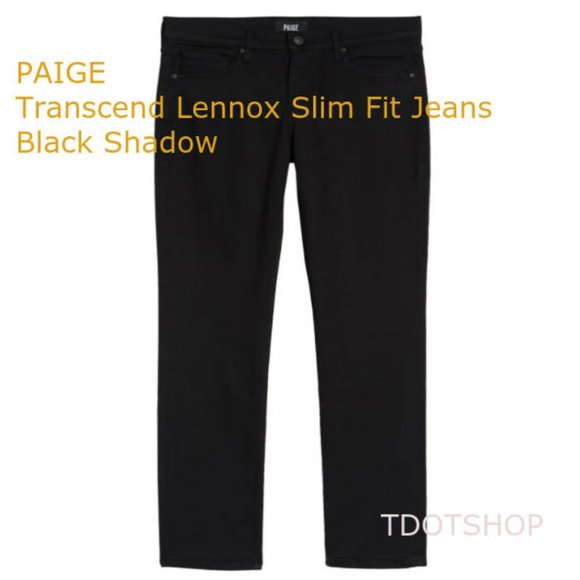 PAIGE Lennox Slim Straight Leg Jeans Black Shadow sz 33  Inseam 32 - Picture 2 of 11